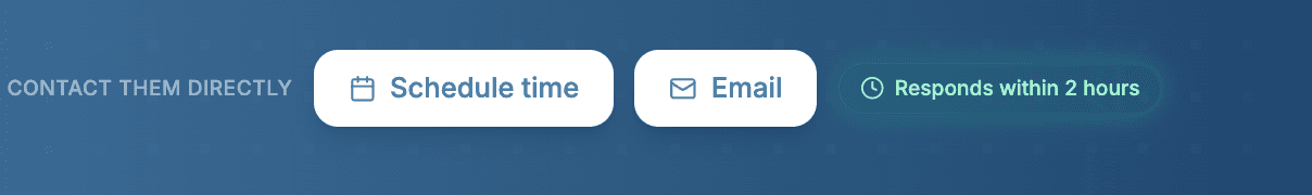 Profile contact bar on Pro — Contact them directly, with Schedule time and Email buttons
